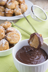 Chocolate dumpling with donuts
