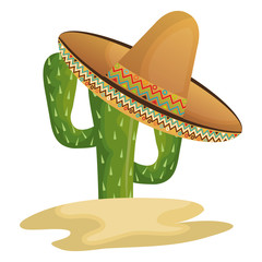 cactus character with mexican hat vector illustration design