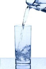 Pouring water into the glass