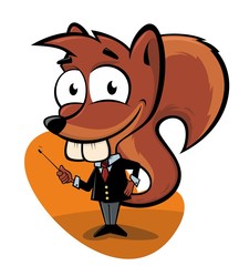 Funny squirrel presenting