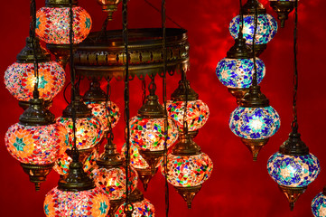 Turkish decorative lamps on Grand Bazaar at Istanbul