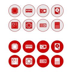 Computer Hardware Web Icons Set