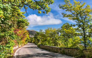 The road in Crimean mountains down from  Baydar Gate