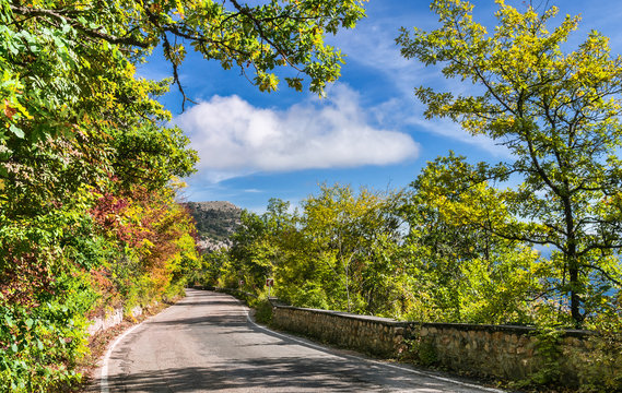 The road in Crimean mountains down from  Baydar Gate