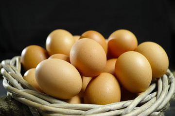 Organic brown chicken eggs from free-range farm
