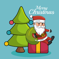 happy merry christmas santa claus character vector illustration design
