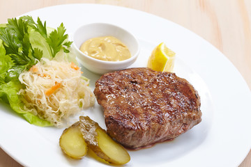 steak with cabbage salad