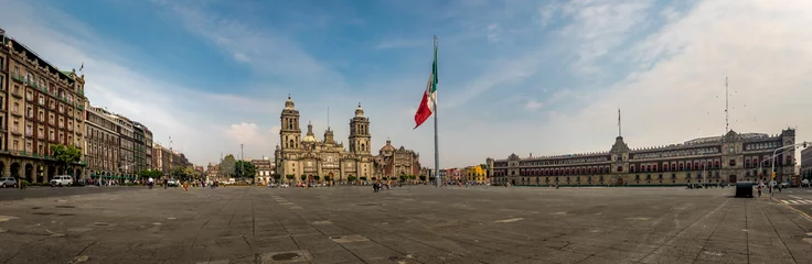 Fotobehang Mexico Panoramisch uitzicht op Zocalo en de kathedraal - Mexico-stad, Mexico