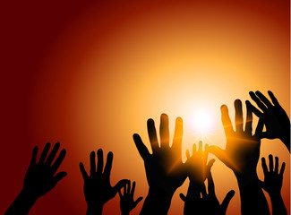 silhouette a symbol of love and friendship joy on background of the sun
