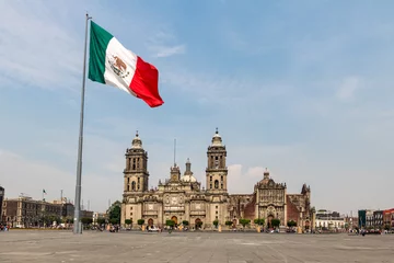 Foto op Plexiglas Mexico Panoramisch uitzicht op Zocalo en de kathedraal - Mexico-stad, Mexico