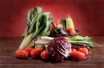 organic vegetables on wooden table