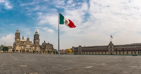 Poster Im Rahmen Panoramablick auf den Zocalo und die Kathedrale - Mexiko-Stadt, Mexiko © diegograndi