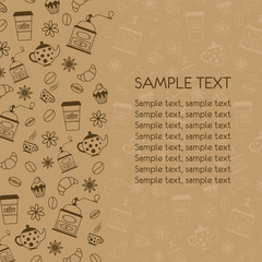 Coffee vector pattern. Coffee background.