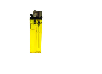 yellow lighter isolated on the white background