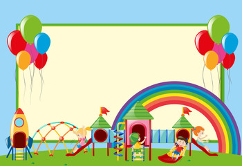Obraz na płótnie Canvas Border template with kids at playground