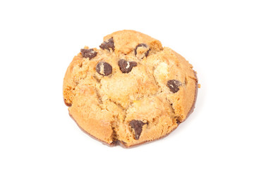 Chocolate chip cookie isolated on white