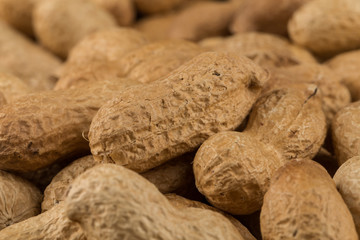 Pile of peanuts shells close up