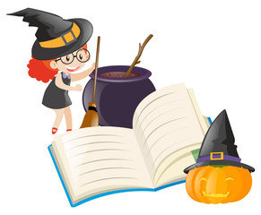 Obraz premium Girl dressed as witch with other elements