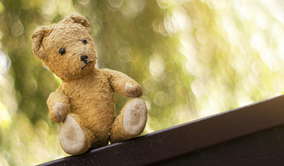 Childhood concept banner - vintage toy bear