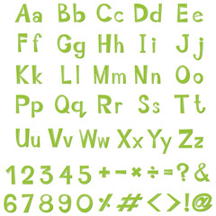 Alphabet design in green color