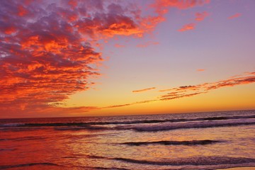 Amazing sunset over the Pacific Ocean, California