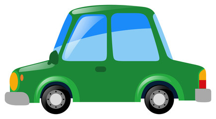 Green car on white background