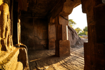 Ancient Hindu monolithic interior, Mahabalipuram, Tamil Nadu, India