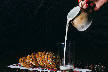 Milk. Cookies. Glass.