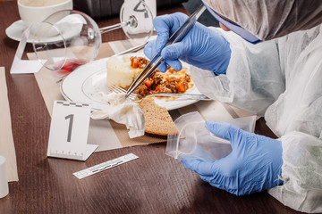 Crime scene investigation. collecting evidence from the crime scene