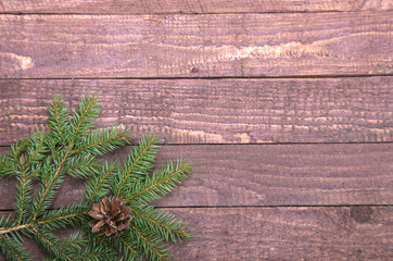 Fototapeta premium Christmas tree decoration isolated on wooden background