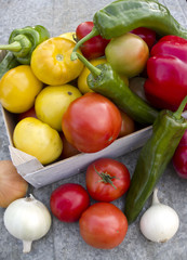 Vegetables in a wooden box