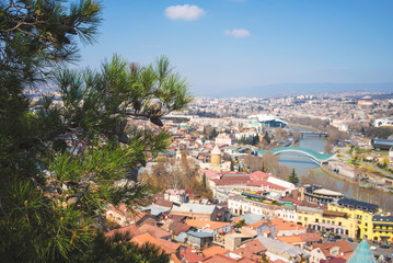 Obraz premium the view from the height of the center of Tbilisi