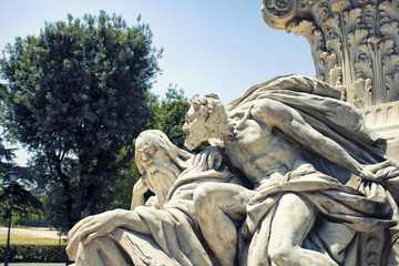 Close up view of Johann Wolfgang Von Goethe statue at entrance of Borghese garden in Rome.
