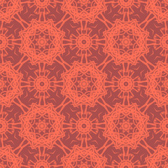 Red Ornamental Seamless Line Pattern. Endless Texture. Oriental Geometric Ornament