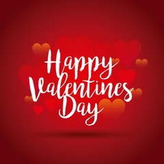 card of happy valentines day over red background. colorful design. vector illustration