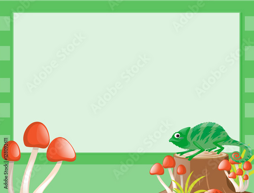 "Border template with lizard on log" Imágenes de archivo y vectores ...