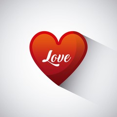 red heart with love word over white background. colorful design. vector illustration
