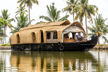 Tourist houseboat on Kerala backwaters. Kerala, India