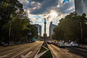 Stickers pour porte Mexique Avenue Paseo de La Reforma et monument de l& 39 Ange de l& 39 Indépendance - Mexico, Mexique