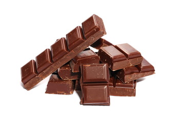 chocolate bars isolated on white background