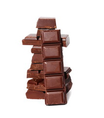 chocolate bars isolated on white background