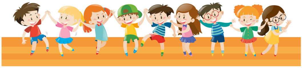 Boys and girls dancing together