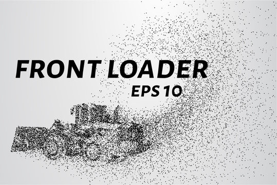 Front loader from the particles. Front loader consists of circles and points. Vector illustration