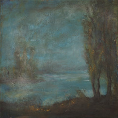 Echo / Dark and natural mixture of colors painting, oil, canvas, 50x50cm, Teresa Murányi colorist, modern, expressionist and abstract painter works