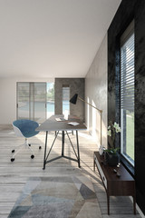 Home office interior (3d render)