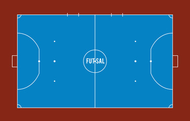 Futsal court or field top view vector illustration.