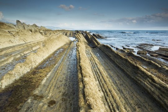 The geological phenomenon of the flysch., Guipuzcoa, Spain
