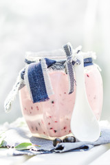 Yogurt cocktail black currant lemon balm