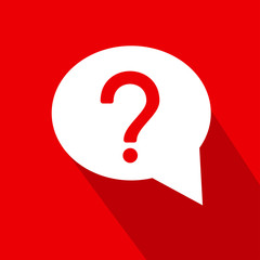 White dialog icon with Question mark on red background