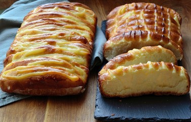 Homemade bread roll with custard